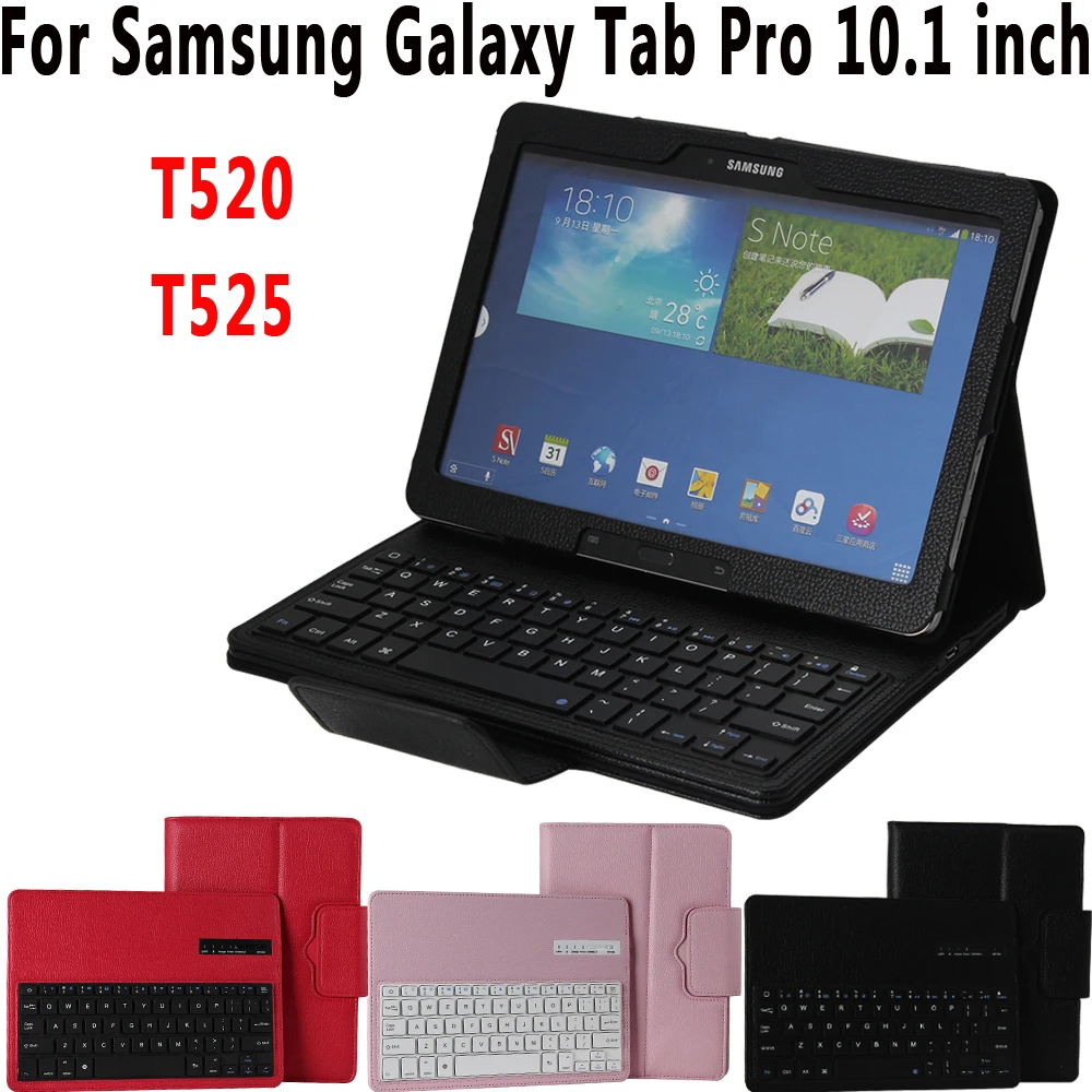 Litchi Pattern Leather Removeable Wireless Bluetooth Keyboard Case Cover for Samsung Galaxy Tab Pro