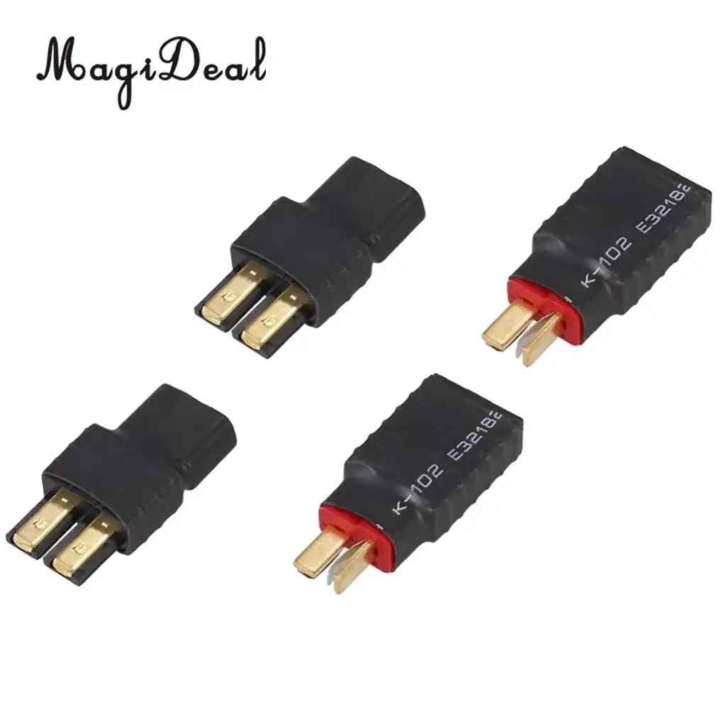 

MagiDeal 4Pcs/Lot Plastic Wireless Traxxas FM to T-Plug M&Traxxas M to T Deans Connector Adapter for RC Car Battery Charge Parts