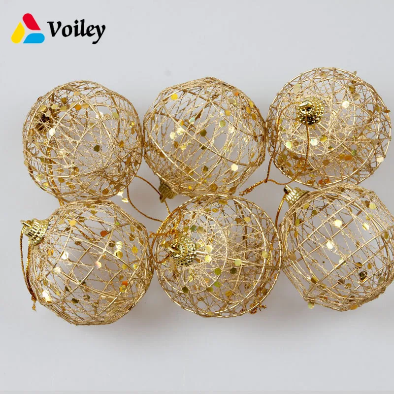 

Christmas Ornaments Balls Golden Openwork Glitter Sequin Ball Party Hanging Decor Bauble Drop Pendant Kid Favor Xmas Home Gift,Q