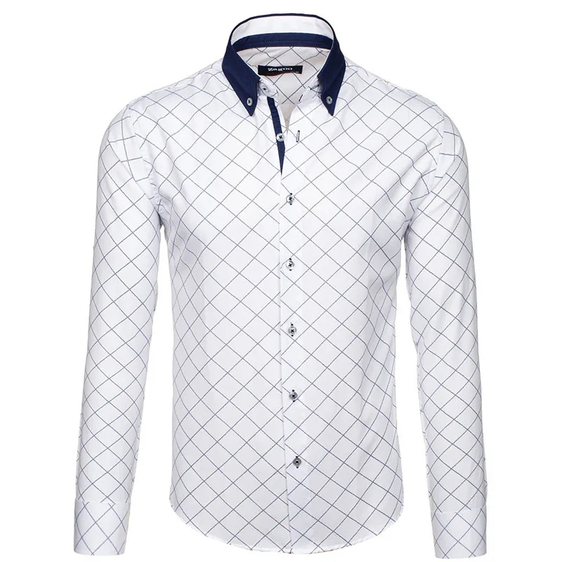 

ZOGAA Hot 2019 Spring Men Shirt Plaid Casual Slim Fit Formal&Business Men Shirts with High Quality Long Sleeve Men Dress Shirt
