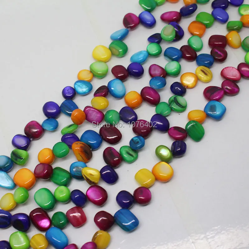 Mini. order is $7!8~9mm Multicolor Shell Freedom Side Hole Loose Beads 15