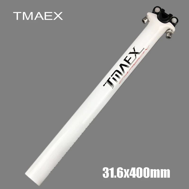 TMAEX белый карбоновый Подседельный штырь углеродное волокно дорожный велосипед Подседельный штырь горный велосипед Запчасти 27,2/30,8/31,6*350/400 мм Ультра легкий - Цвет: 31.6x400mm