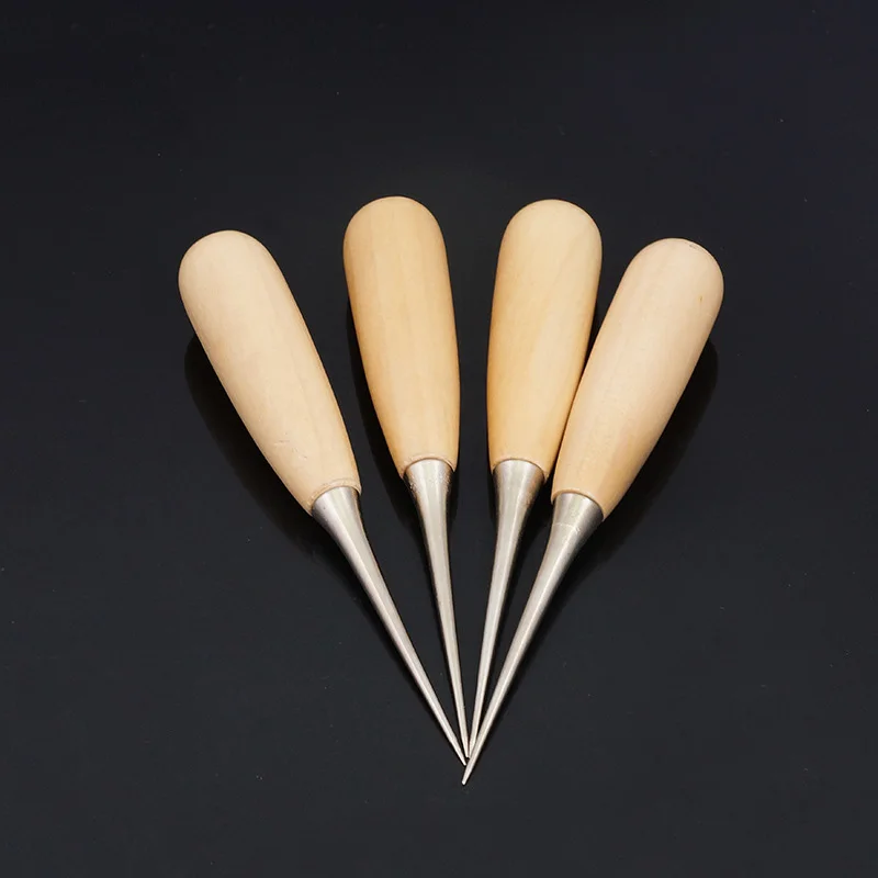 1 PCS Leather Stab Tool DIY Gadget Wood Handle Drillable Awl Round Solid Beech for Craft|tool diy|tools fortools leather |