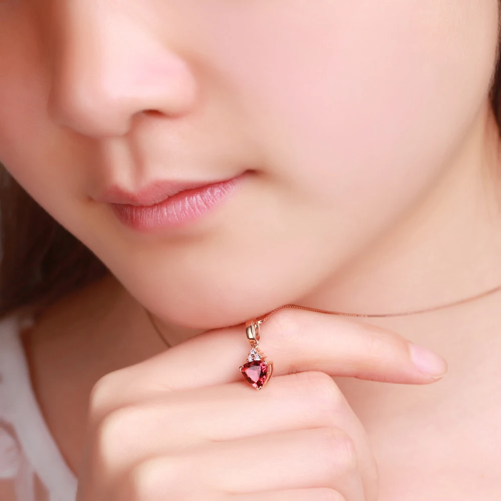 1 карат большой натуральный рубин дизайн подарок GVBORI 18 K розовый Золотой бриллиантовый кулон ожерелье свадебный бренд ювелирные изделия