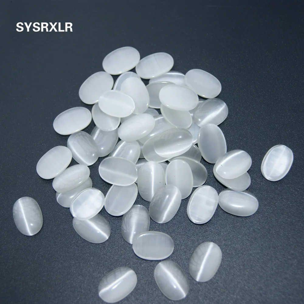 Бусины кошачий глаз из натурального белого опала 10 х14 мм 20 шт.|cat eye beads|beads for jewelry