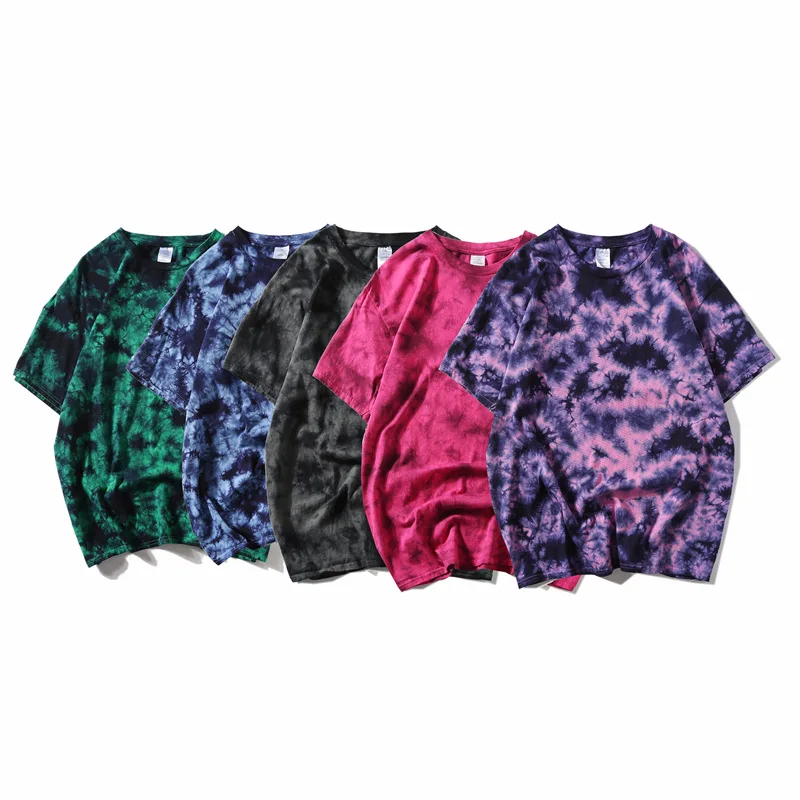 Plegie tie dye футболка унисекс Хип-Хоп футболка летние свободные футболки с круглым вырезом футболка из хлопка 5 цветов