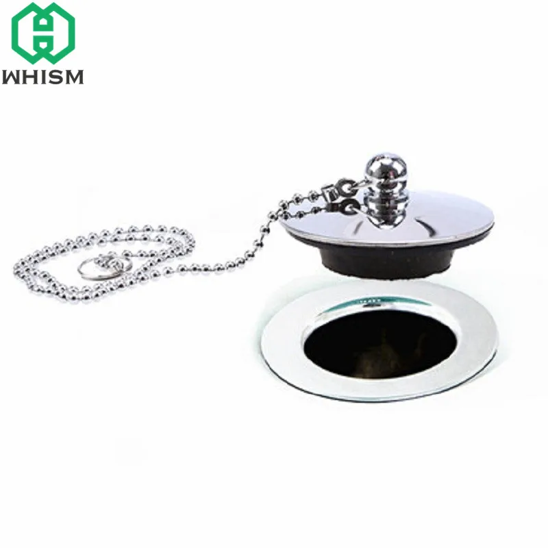 Us 3 92 30 Off Whism Sink Plugs Stainless Steel Chrome Plated Bathtub Basin Sink Stopper Drain With Chain Bathroom Accessories Bouchon Evier In