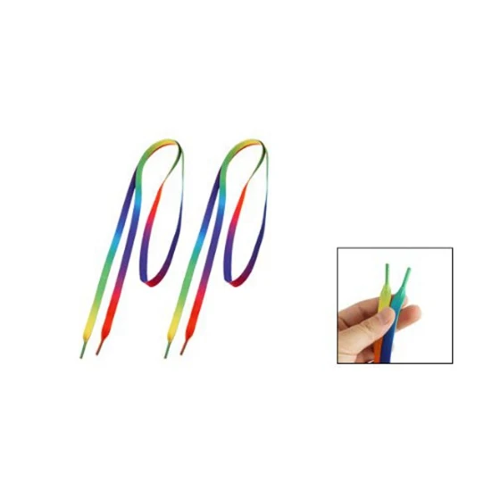 

DCOS 2 Pcs Colorful Nylon Sport Sneakers Flat Thick Shoe Laces 45.3" Length