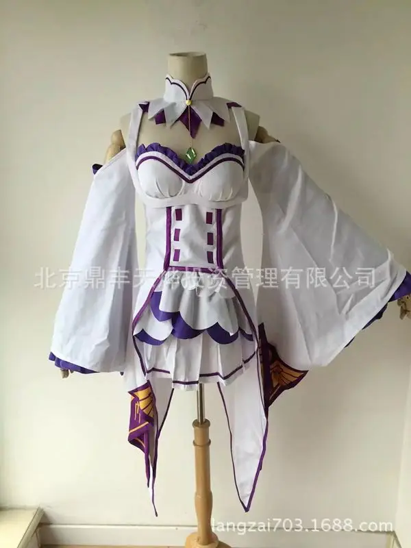 Re Zero Hajimeru Isekai Seikatsu Emilia, парики, костюмы для косплея, женское платье с головным убором для Хэллоуина, вечерние