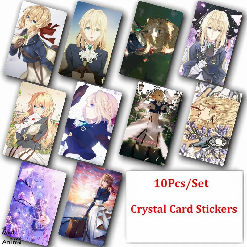 

10Pcs/Set Cattleya Baudelaire Violet Evergarden Anime Crystal Card Stickers Fashion Poster Cards