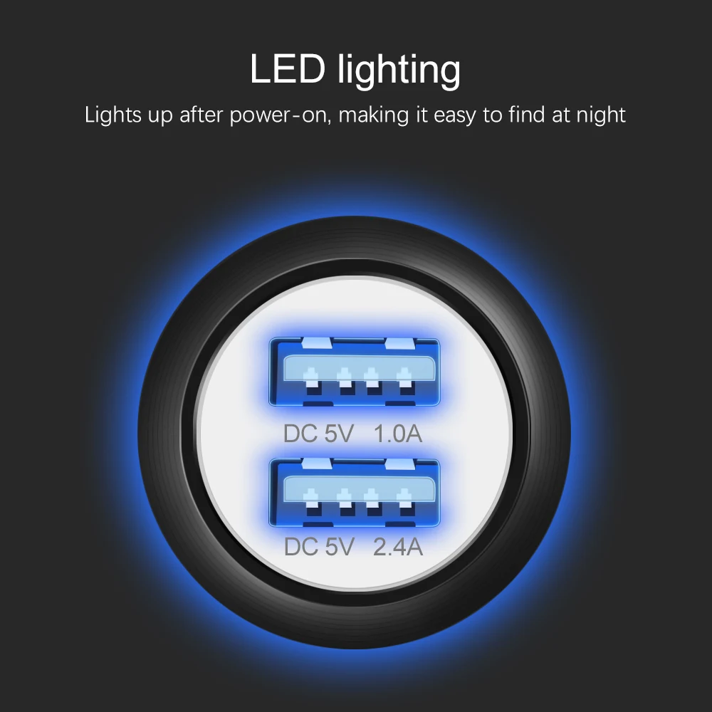 أولاف LED سيارة USB شاحن آيفون سامسونج Xiaomi الهاتف المحمول شاحن سيارة التصميم اللوحي GPS شاحن سيارة 2 USB سيارة- شاحن