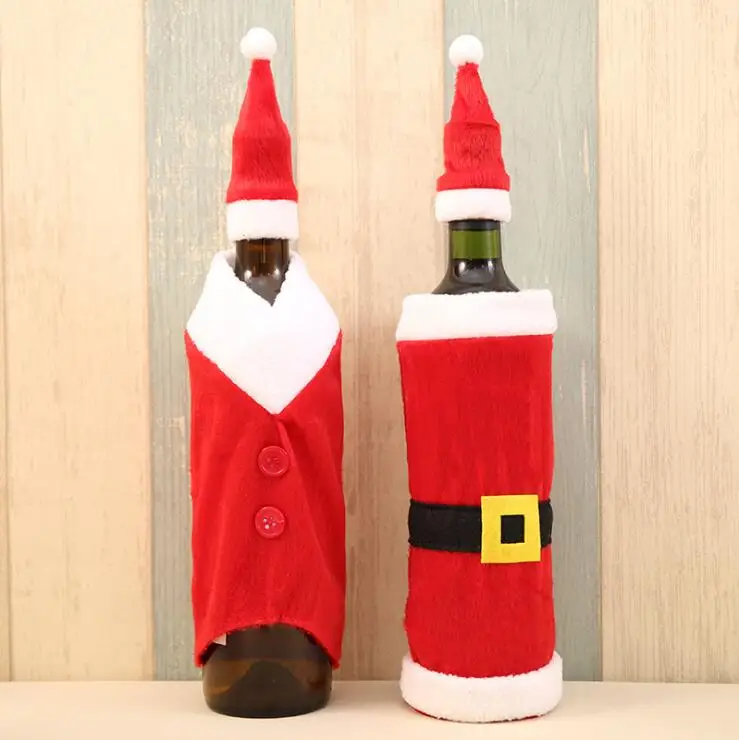 Christmas Wine Bottle Cover Red Gift Wrapping Bag for Happy Kitchen Tableware Decoration | Дом и сад
