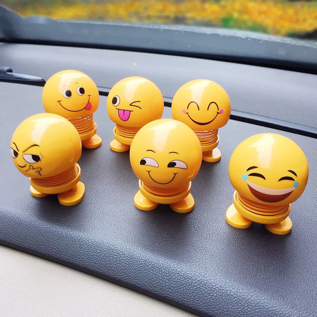 

Spring Cute Smiley Doll Car Ornament Interior Dashboard Decor Bounce Toys