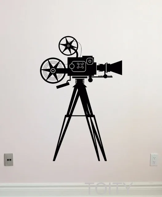 Film Camera Wall Decal Video Art Cinema Home Theater Old Retro Vinyl