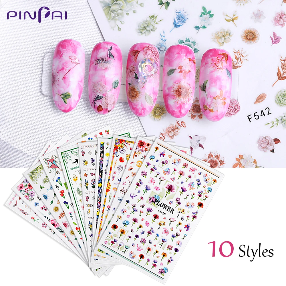 Fashion Flowers Grass Natural Series Nail Sticker Self-adhesive DIY Manicure Tips Decals Art Decoration Accessories | Красота и
