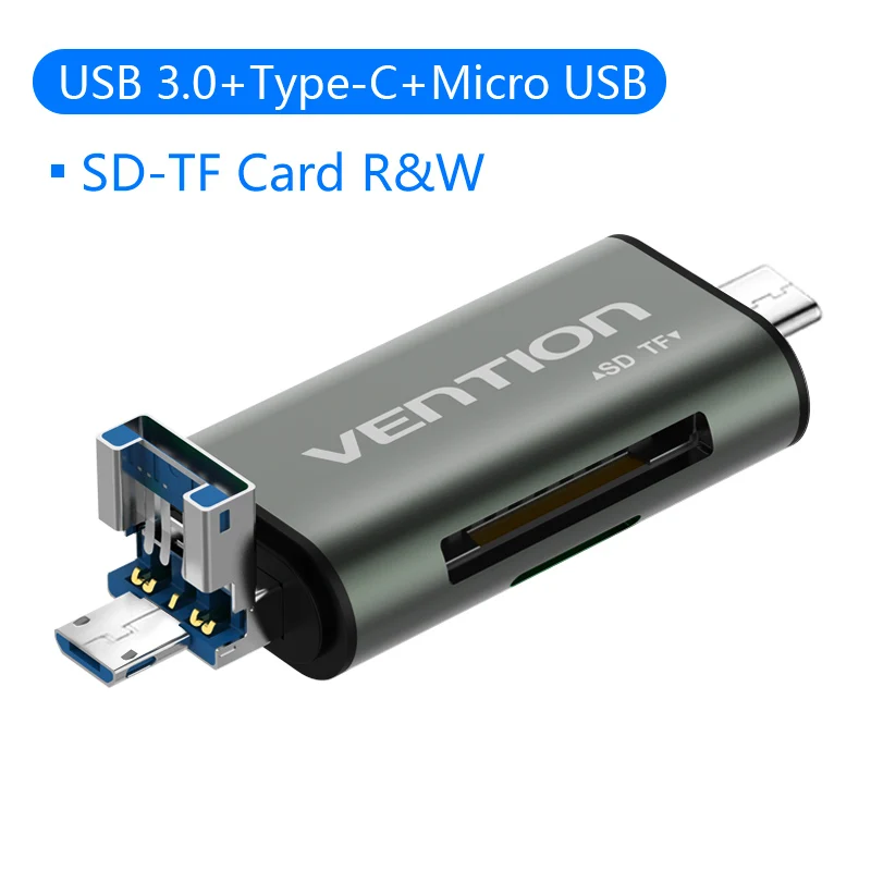 Vention SD Card Reader карта памяти картридер Micro USB 2.0 карт ридер Мини Micro SD памяти TF OTG Картридер для телефон с OTG fuction& PC - Цвет: USB 3.0