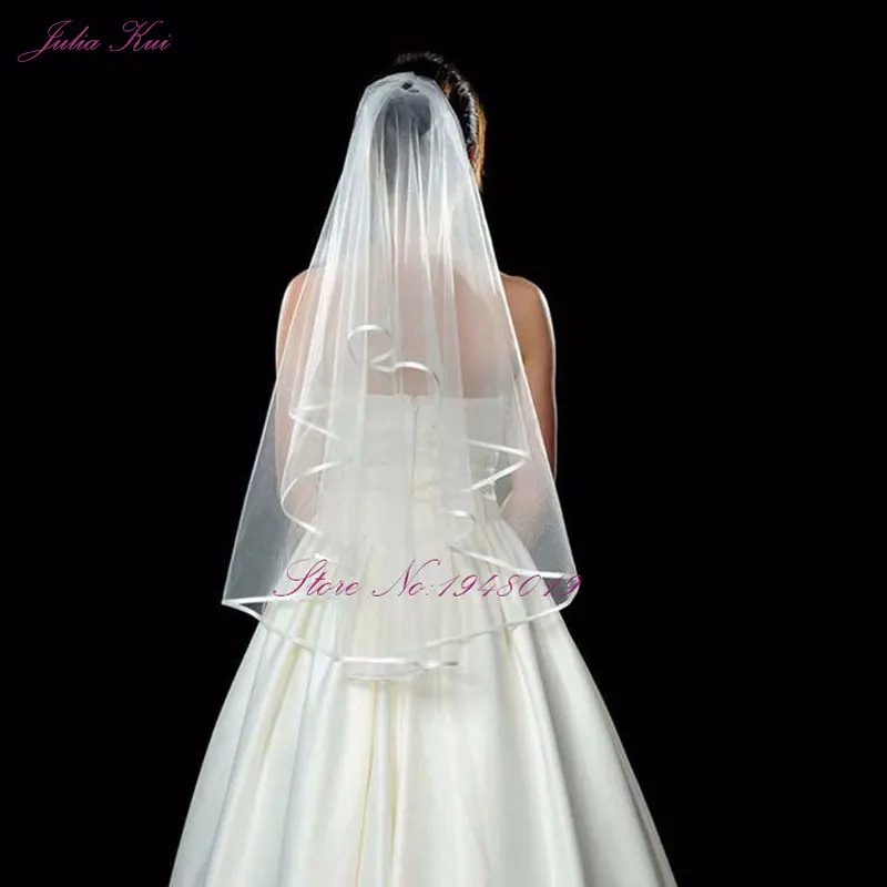 Julia Kui оптом/в розницу гарантия кружевная кромка 1,5 м Длинная свадебная вуаль/свадебные аксессуары