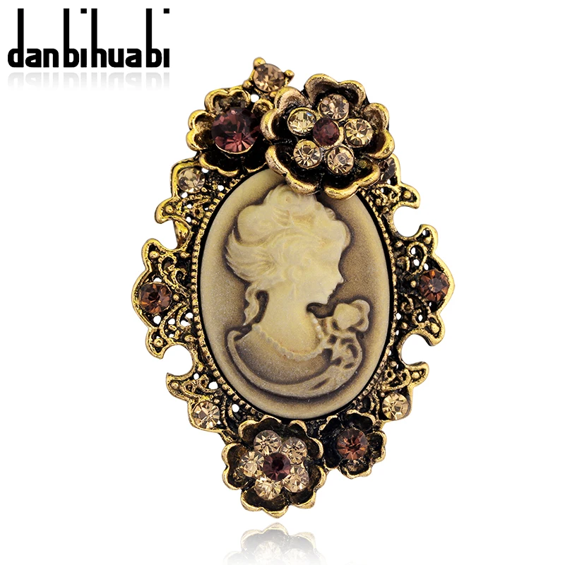 

Antique Gold&Silver Color Vintage Cameo Brooches Pretty Beautiful Queen Luxury Jewelry Fashion Brooch Pins For Women Christmas