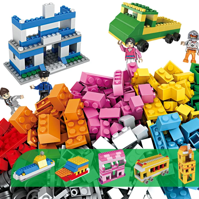 

1000Pcs Free Shipping DIY City Building Blocks Bricks Educational Toys Compatible with LegoINGl Bricks Mini LegoINGL Duplo