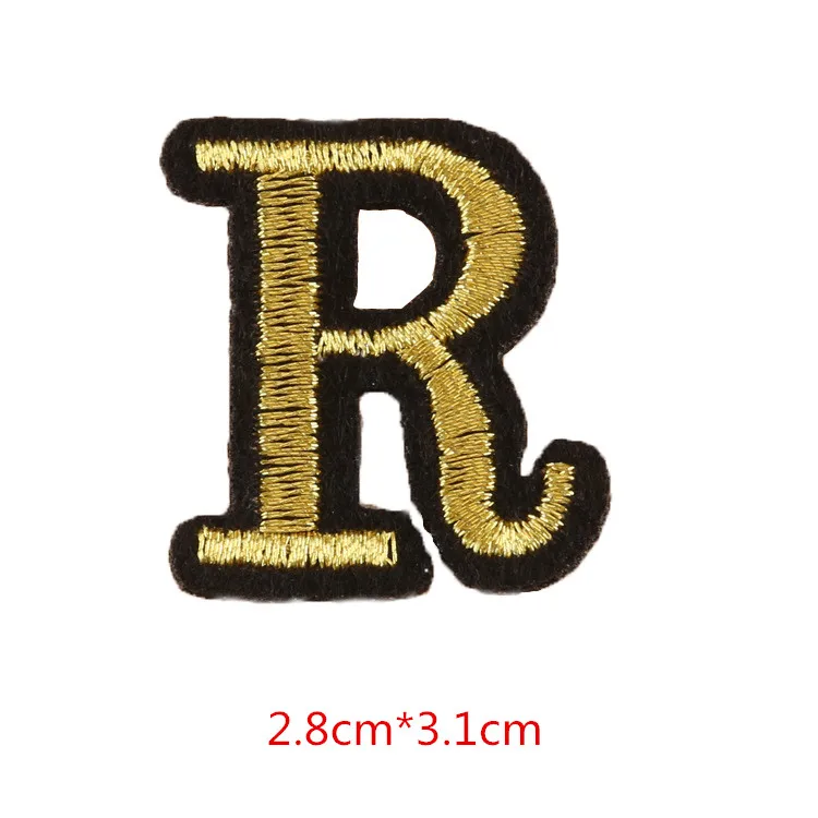 Вышитые маленькие буквы патчи для железной одежды Золотой Логотип R Патч наклейка для украшения джинсов значок аппликация бренд патч, аксессуары
