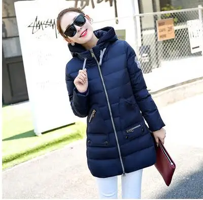 Зимняя куртка, пальто для женщин, большие размеры, XL-6XL, 7XL, пуховое хлопковое пальто с капюшоном, теплые парки, женское хлопковое пальто, Изысканная одежда - Цвет: Navy