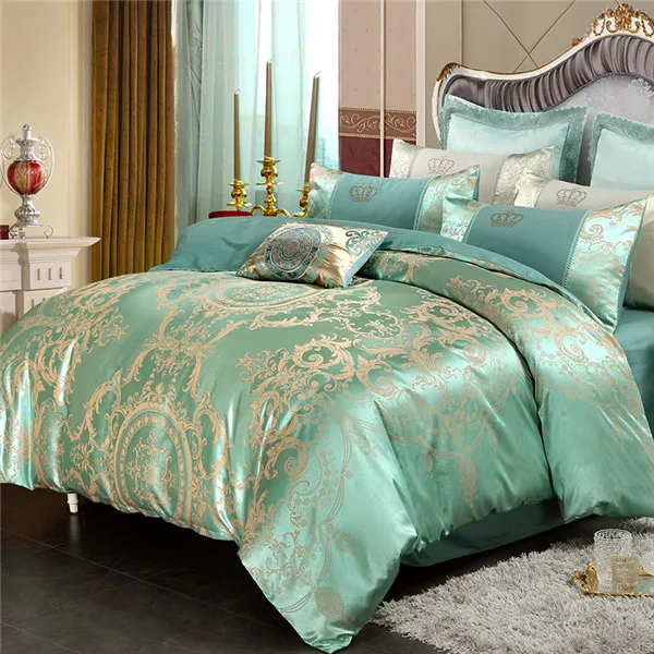 2017 New Luxury Bed Linen 4pcs European Satin Jacquard Bedding Set