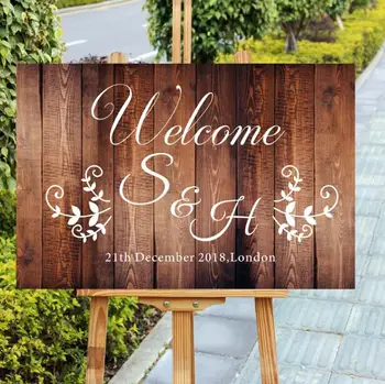 

Personalized Initials Wooden Wedding Welcome Sign,Rustic Custom Date Wedding Sign,Monograms Entrance Wedding Welcome Sign
