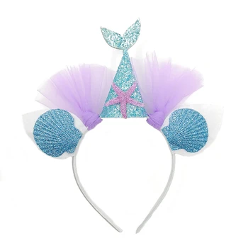

10 Pcs/lot Glitter Mermaid Headband Princess Shell Hair Accessories Girls Gift Beach Headwear Kids Hoop Party Hair Band Headband