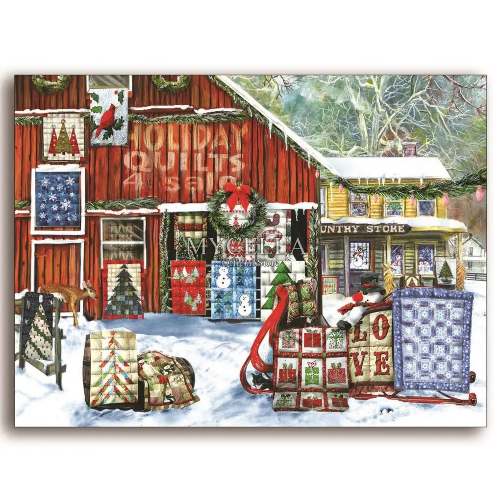 

Quilts 5D DIY Diamond Painting Christmas Winter Holiday Diamond Mosaic Rhinestone Embroidery Cross Stitch Home Decor Gift Crafts