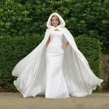 Длина до пола Свадебная накидка цвета слоновой кости свадебные накидки длинный плащ с капюшоном Искусственный мех Зимние свадебные наряды Свадебные обертывания