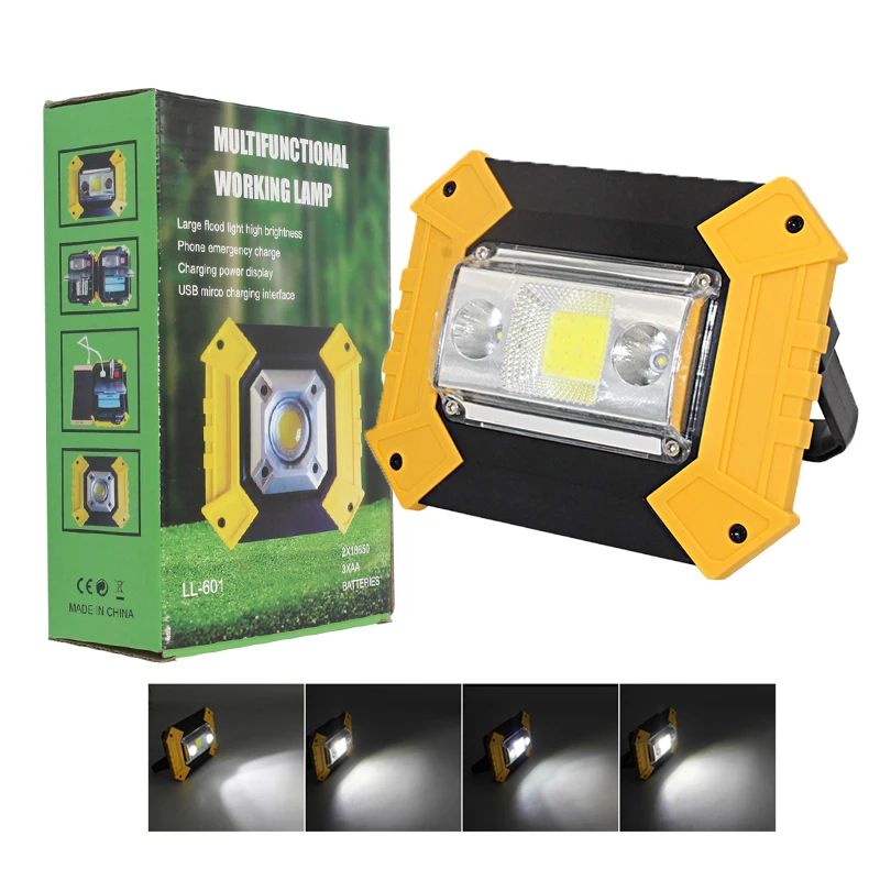 

High Power Led work lamp USB rechargeable flashlight camping lantern 18650 Battery Outdoor Light 3*cob led portable lamp