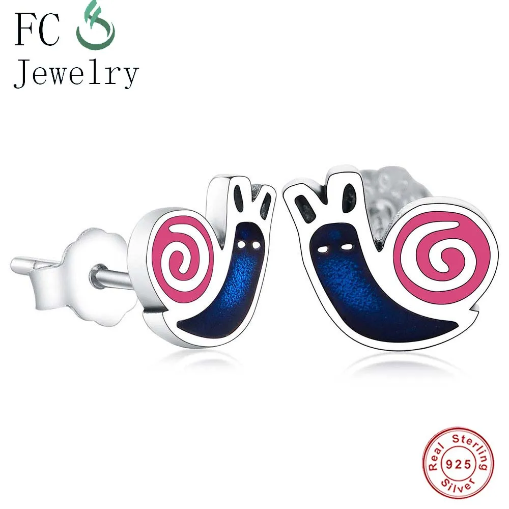 

2018 Fashion New 925 Sterling Silver Earrings Flower Enamels Snails Earrings For Wedding Women Earring DIY Jewelry Berloque