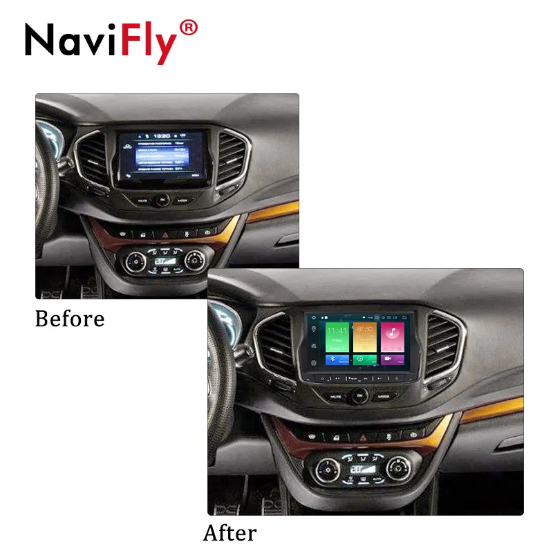 Cheap NaviFly 4GB+32GB Android 8.0 car radio multimedia player for Lada Vesta car gps navigation head unit stereo system 1
