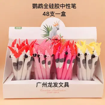 

48 pcs Gel Pens The parrot animals black colored kawaii gel-ink pens for writing Cute stationery office school supplies