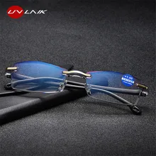 UVLAIK ультралегкие очки без оправы для чтения, женские и мужские прозрачные линзы, анти-Blu-Ray компьютерные очки, очки для чтения Пресбиопии