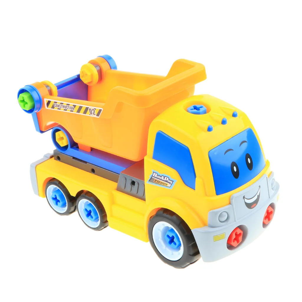 Take Apart Constructions Vehicles Toys - Assemble RC remote control Engineering Truck w/ Electric Drill Tool Kit Screwing Block
