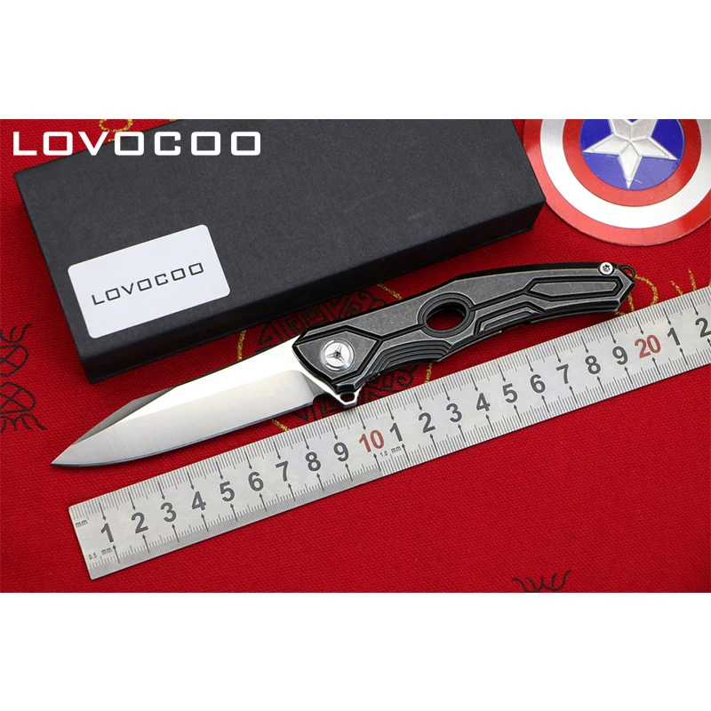 

LOCOVOO ST-28 Original Flipper folding knife D2 blade Titanium handle Outdoor camping hunting pocket knives Survival EDC tools