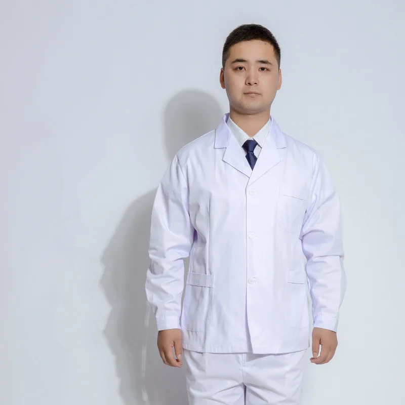 men white Medical Coat Medical Services Uniform Nurse Clothing long