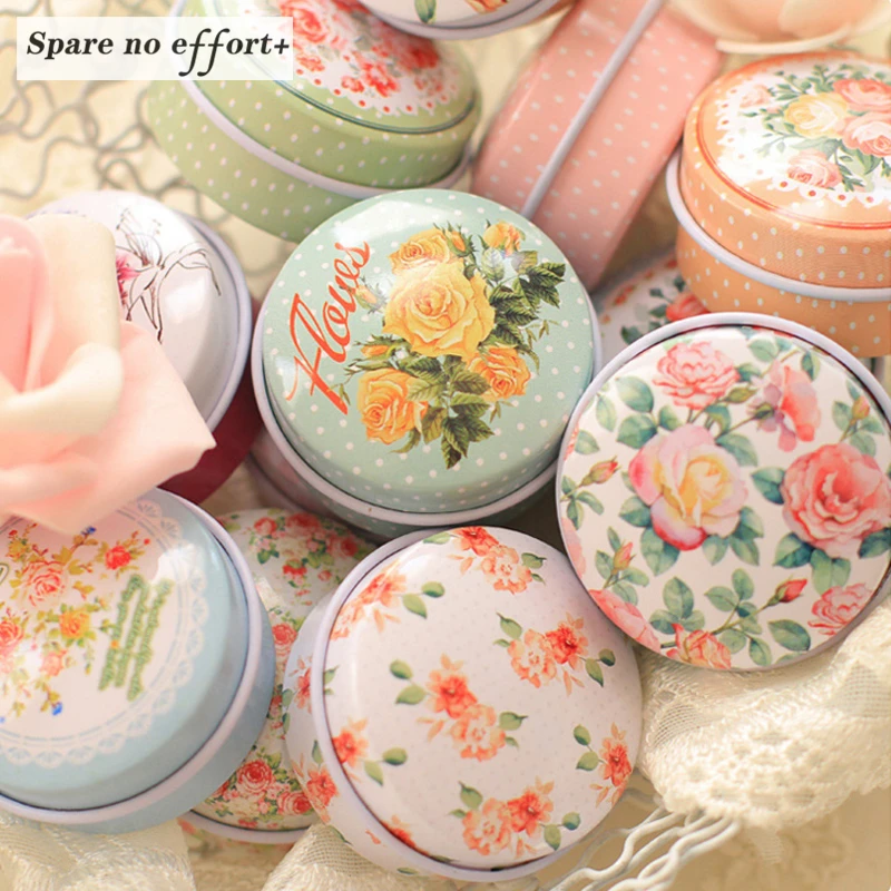 

12 Pieces/lot Flowers Tea Caddy Receive Box Candy Storage Box Wedding Favor Tin Box Cable Organizer Container Household