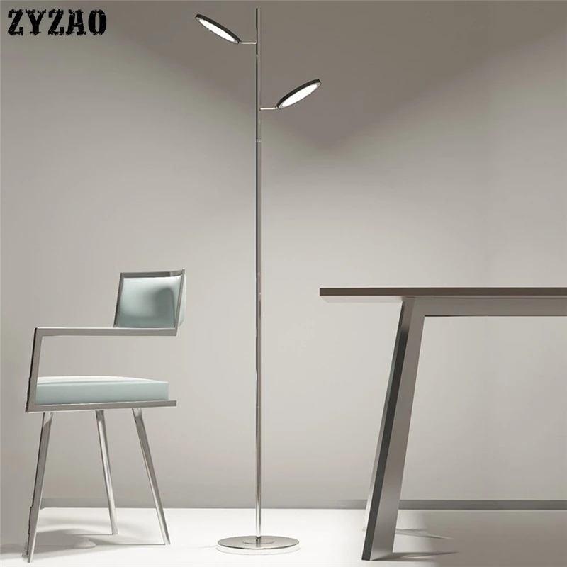 

Nordic LED Simple Modern Circular Double Heads Floor Lamp Bedroom Bedside Living Room Remote Control Vertical Lamp Standing Lamp