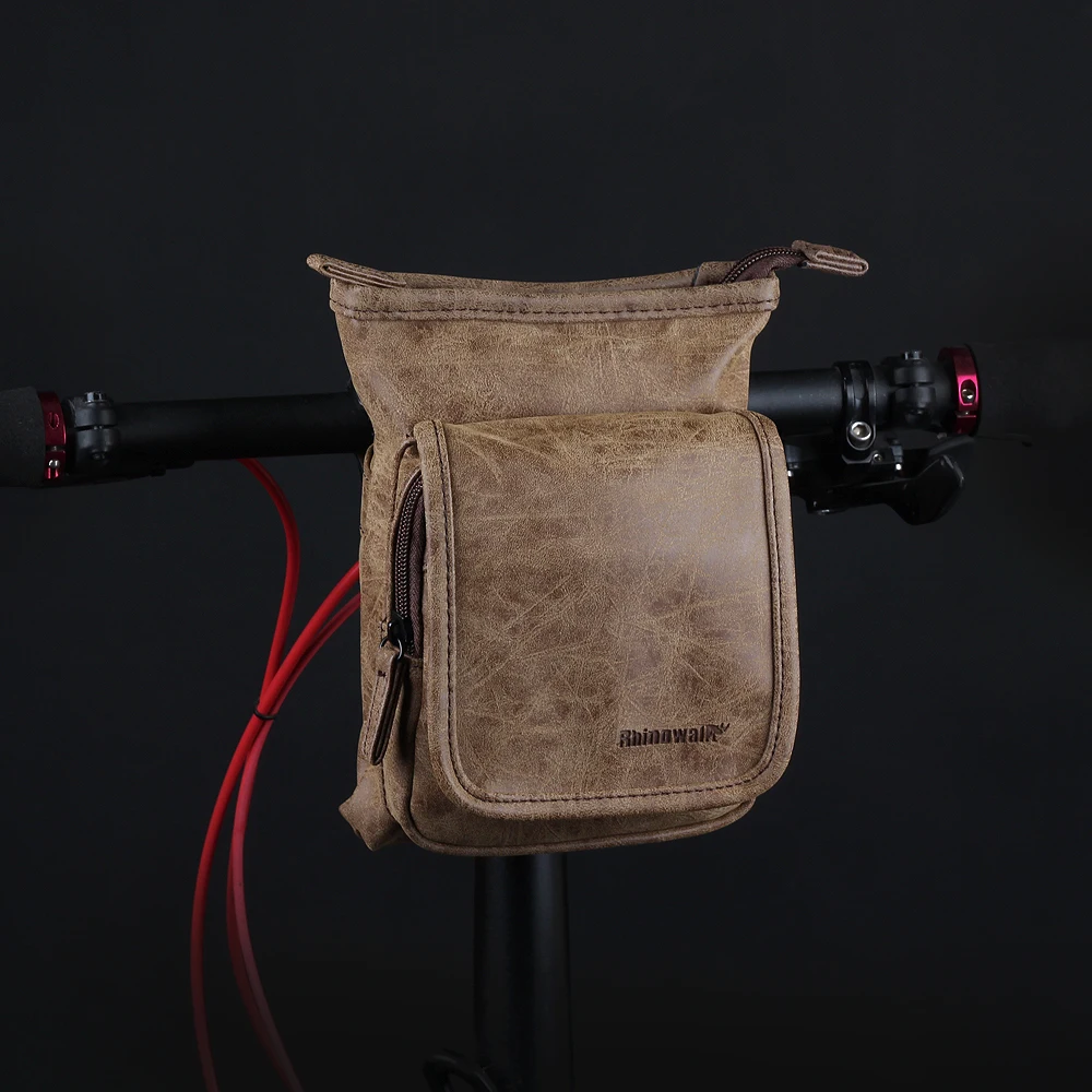 

Rhinowalk Bicycle Handlebar Bag Multi-function Cycling Front Frame Pannier Bag Mini Leisure Single Shoulder Bag PU Leather