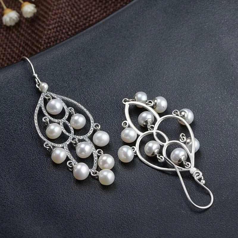 GAGAFEEL натуральный жемчуг серьги 925 пробы Серебряные длинные серьги для женщин девочек модные на юбилей вечерние ювелирные изделия
