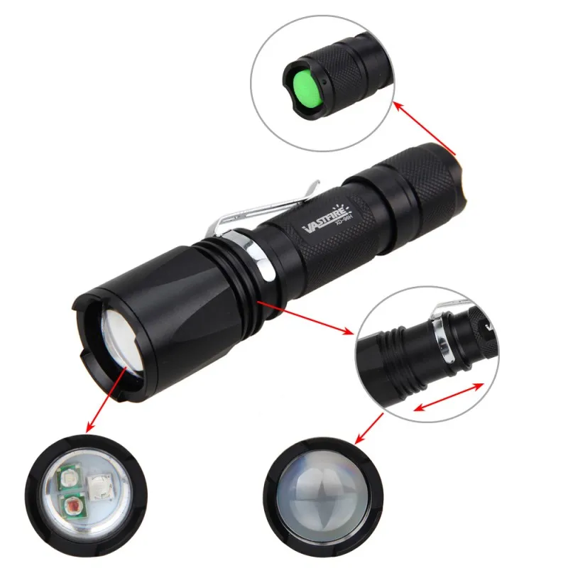 Cores em 1 Grande Fogo Rastreador Caçador Ajustável Luz Verde Vermelho uv 3x Xpe Led Zoomable Caça Visão Noturna Lanterna 3