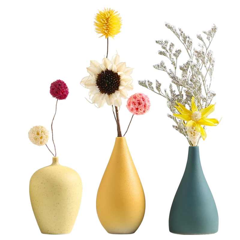 Yellow Porcelain Vases - European Simple Ceramic Vase for Table Decorations, DIY Bottle, Wedding Vases - Small Flower Vase for Home Decor image 2