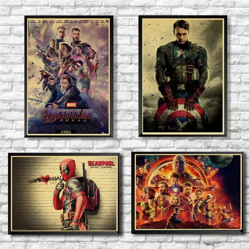 

Vintage Poster Marvel Avengers: Endgame DeadPool Wall Stickers Poster Prints High Quality For Bar And Home Decor