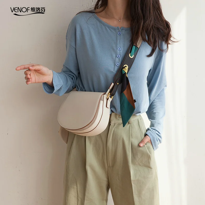 

VENOF luxury female small saddle bags women split leather messenger bag elegant ladies shoulder bag crossbody bag for women 2019