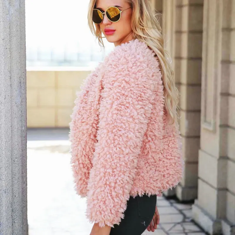 2018 Autumn Winter Women Warm Faux Mongolia Sheep Fur Coats and Jackets Lady Thick Fake Lamb Fur