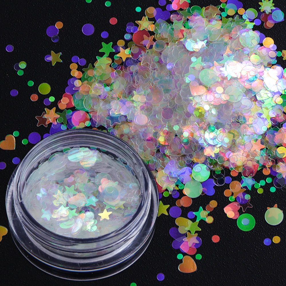 Aurora AB Color Nail Sequins Paillette Mermaid Nail Flakes Glitter Manicure Star Heart Round Slider Art Decor 1 box nail flakes nail glitter nail decoration nail decorations
