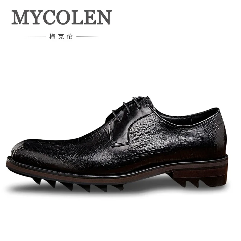 

MYCOLEN Top Quality Crocodile Skin Leather Men Dress Shoes Pointed Toe Genuine Leather Luxury Men Business Mens Formal Shoes