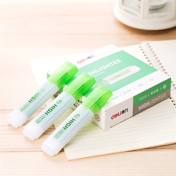Deli 6 Color Highlighter Waterproof Art Drawing Writing Markers Pen Fast Dry Fluorescent Bright Color Office School Highlighters (33)